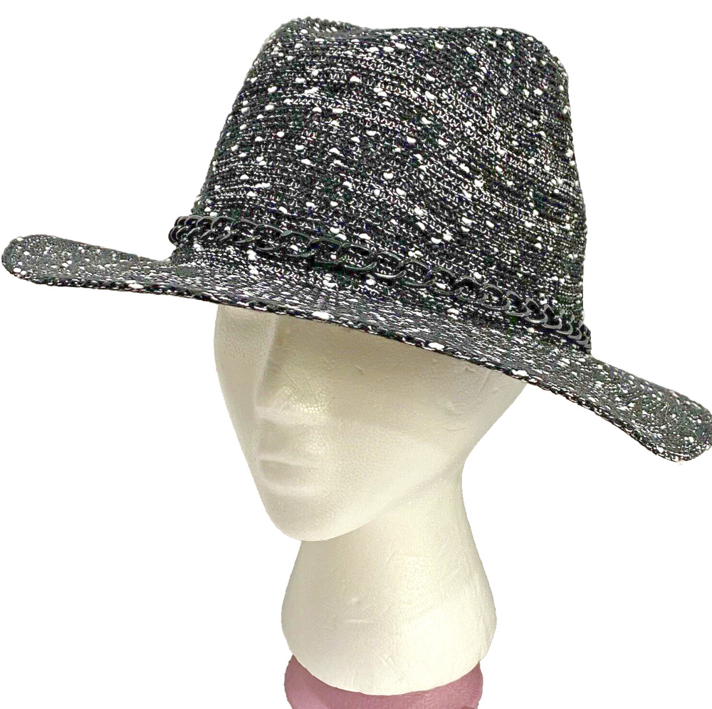 Juicy Couture Ladies Black & White Texture Fedora Hat Stylish Fashion Statement